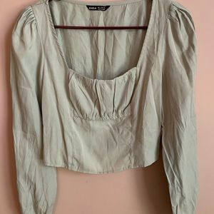 Mint green, silk blouse, size S